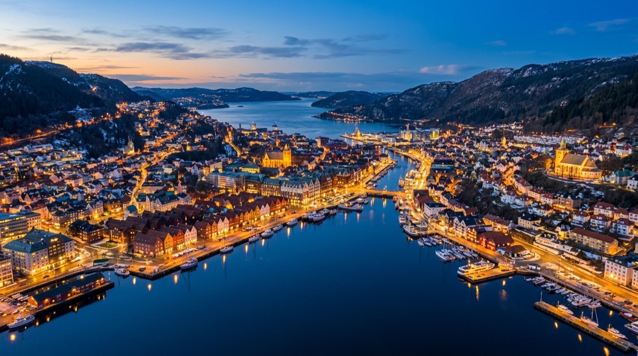 A harbour at dusk, used in a document